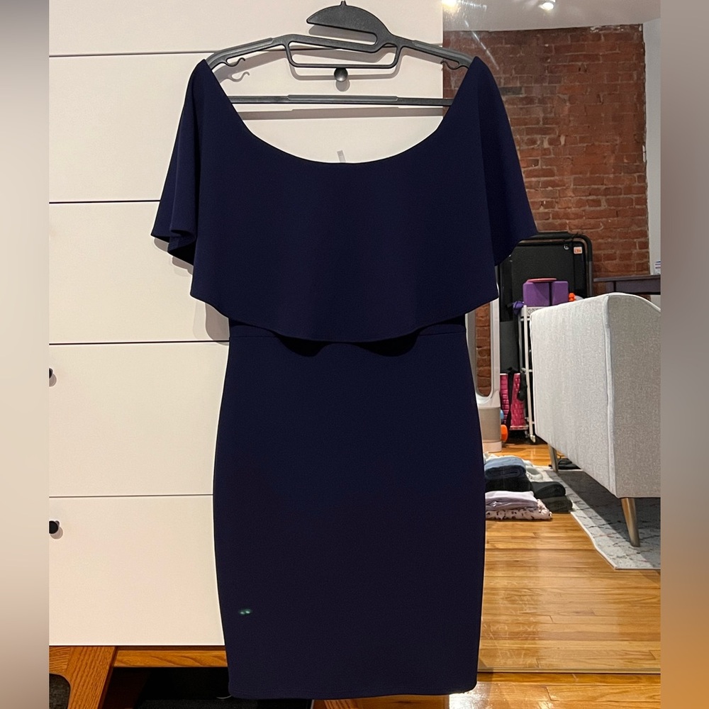 Navy Blue Off Shoulder Dress